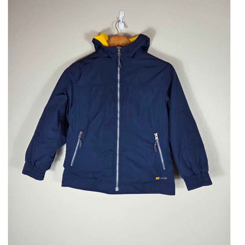 Gap Boy's Hooded Blue & Yellow Reversable Jacket Nylon & Fleece Medium